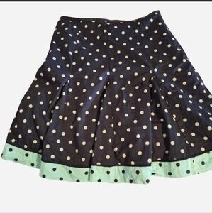 Jennifer and Grace Swing Skirt Navy w Teal Polka Dots Ruffled Womens Size 14W